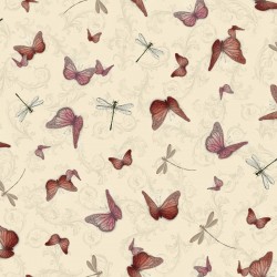 La Vie En Rose - Butterflies & Dragonflies Tan