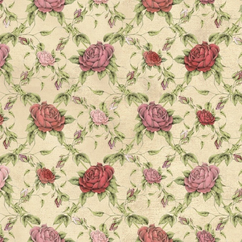 La Vie En Rose - Rose Trellis Tan