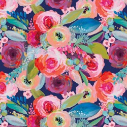 Blissful Blooms - Flowers Navy